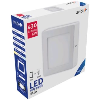 AVIDE LED FALI,NÉGYZET MENNYEZ.LÁMPA 6W CW ALU