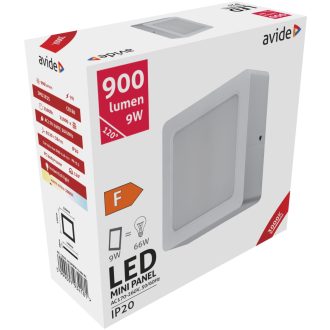 AVIDE LED FALI,NÉGYZET MENNYEZETI LÁMPA 9W WW