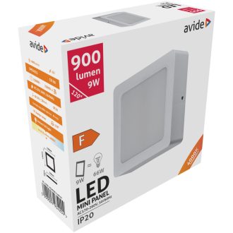 AVIDE LED FALI,NÉGYZET MENNYEZETI LÁMPA 9W NW