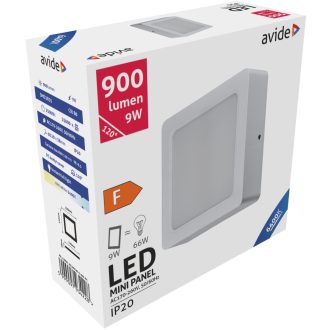 AVIDE LED FALI,NÉGYZET MENNYEZETI LÁMPA 9W CW