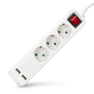 ENTAC ELOSZTÓ 3FOGLALAT, 2USB 3X1,5 1,5M KAPCS