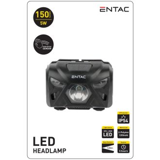 ENTAC FEJLÁMPA 5W SZENZOROS XPE+PIROS FÉNY FEK