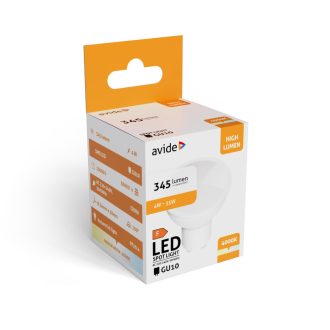 AVIDE LED SPOT GU10 NW 4W 4000K ALU+PLASTIC