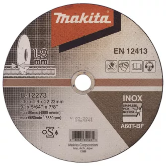 MAKITA VÁGÓKORONG INOX 230*1,9*22 B-12273