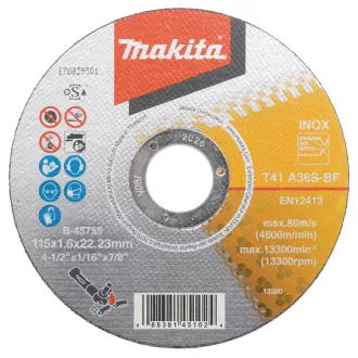 MAKITA VÁGÓKORONG INOX 115*1,6MM B-45755