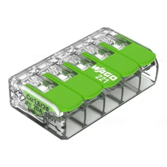 WAGO VEZETÉK ÖSSZEKÖTŐ 5*0,2-4MM2 221-425GREEN