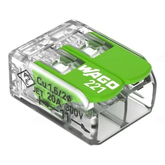 WAGO VEZETÉK ÖSSZEKÖTŐ 2*0,2-4MM2 221-422GREEN